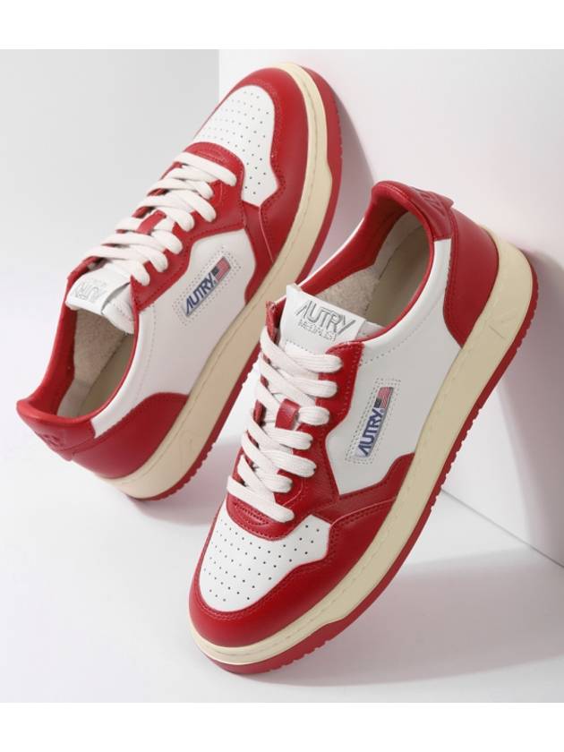 Men's Medalist Low Leather Sneakers White Red - AUTRY - BALAAN 2