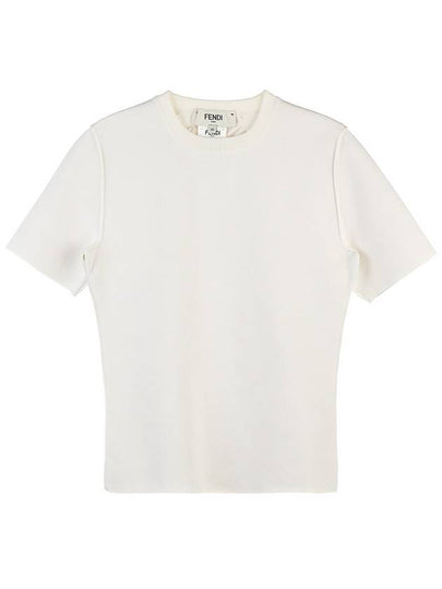 Knit Short Sleeve T-Shirt White - FENDI - BALAAN 2