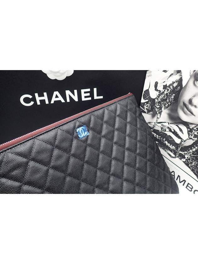 Large Classic Caviar Silver Logo Clutch Bag Black - CHANEL - BALAAN 6