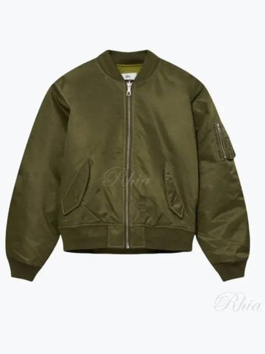 115743 Olive Built Reversible Bomber Jacket - STUSSY - BALAAN 1