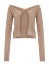 La Maille Pralu Longue Micro Charm Logo Cardigan Light Brown - JACQUEMUS - BALAAN 2