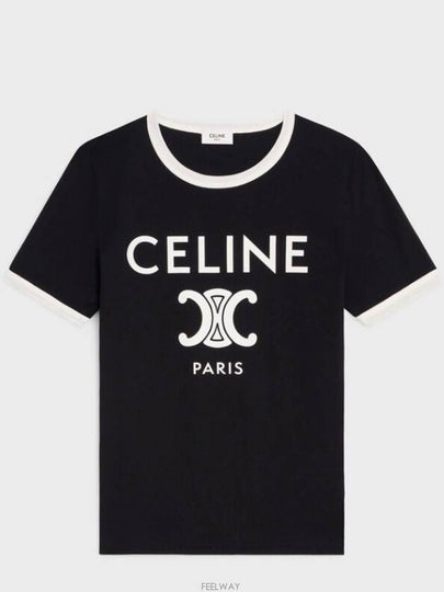 Paris T-Shirt in Cotton Jersey Black White - CELINE - BALAAN 2