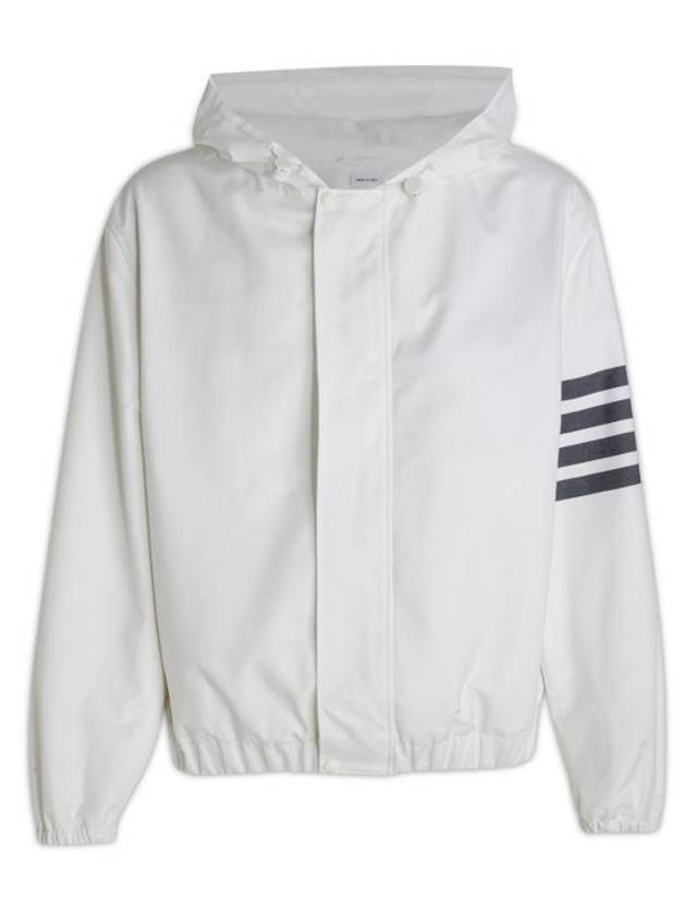 4 Bar Cotton Hooded Jacket White - THOM BROWNE - BALAAN 2