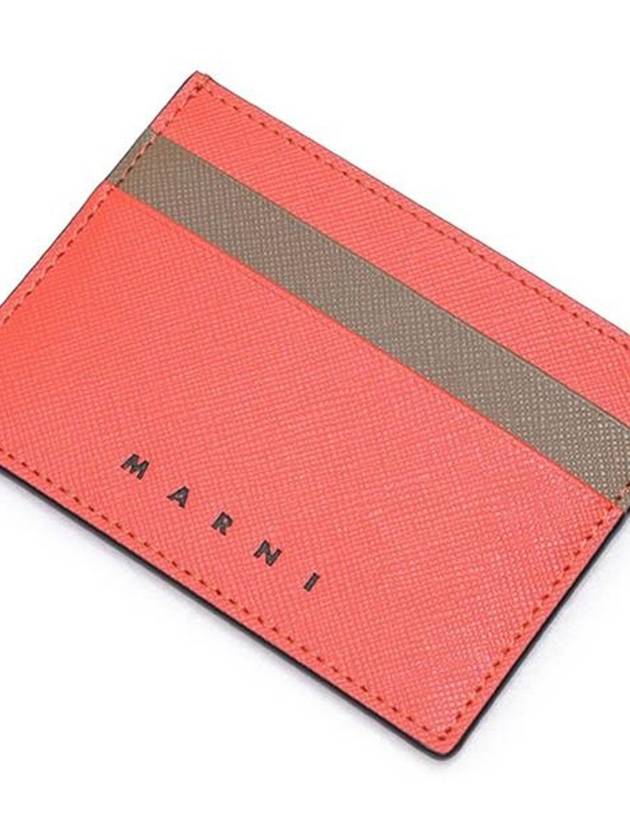 Bicolor Leather Card Wallet Red - MARNI - BALAAN 4