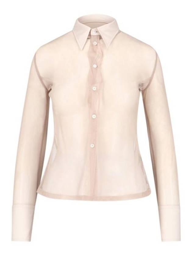 See Through Cotton Long Sleeved Shirt Beige - MAISON MARGIELA - BALAAN 2