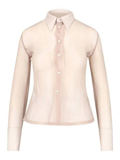 See Through Cotton Long Sleeved Shirt Beige - MAISON MARGIELA - BALAAN 2