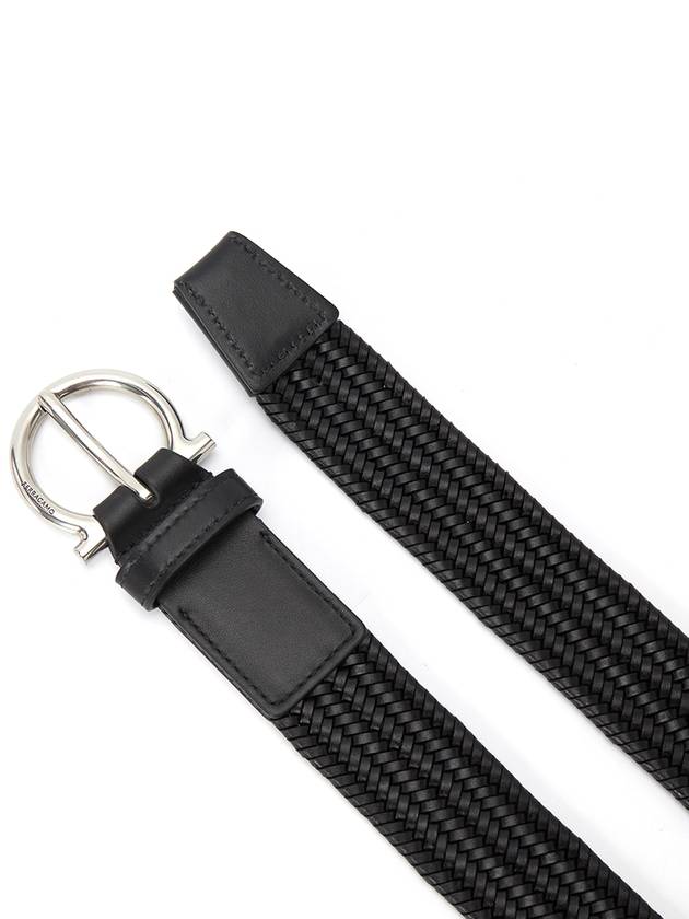 Logo Engraved Buckle Leather Belt Black - SALVATORE FERRAGAMO - BALAAN 4