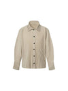 Unisex long sleeve collar neck snap button pleated jacket light beige - MONPLISSE - BALAAN 2