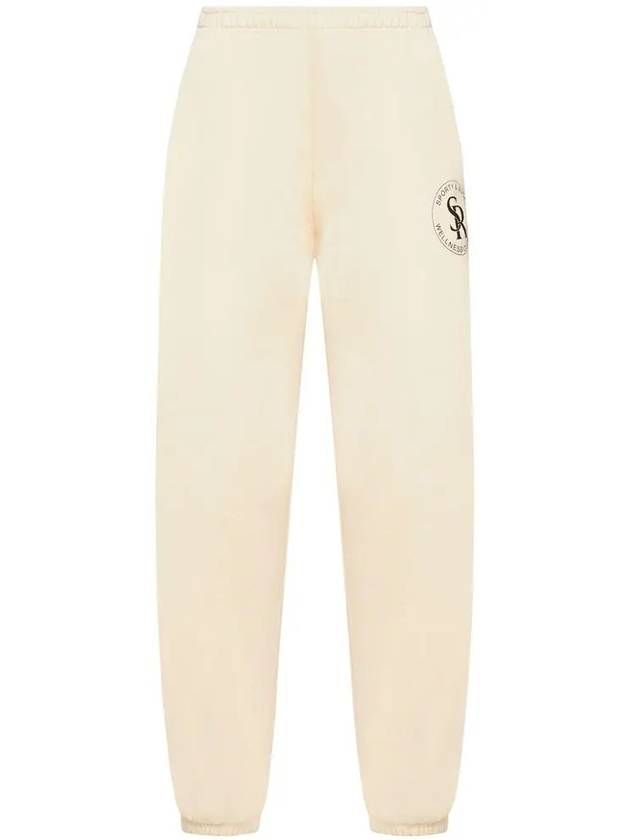 Logo Print Brushed Training Cotton Track Pants Ivory - SPORTY & RICH - BALAAN 2