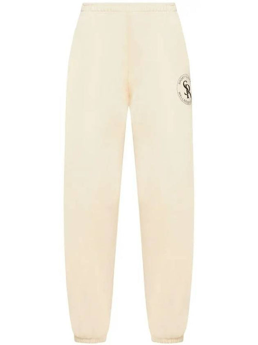 Logo Print Brushed Training Cotton Track Pants Ivory - SPORTY & RICH - BALAAN 2