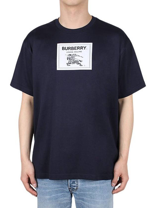 Men's Prorsum Label Cotton Short Sleeve T-Shirt Smoke Navy - BURBERRY - BALAAN 2