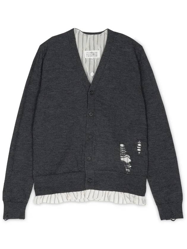 Men's Distressed Cardigan Dark Grey - MAISON MARGIELA - BALAAN 2