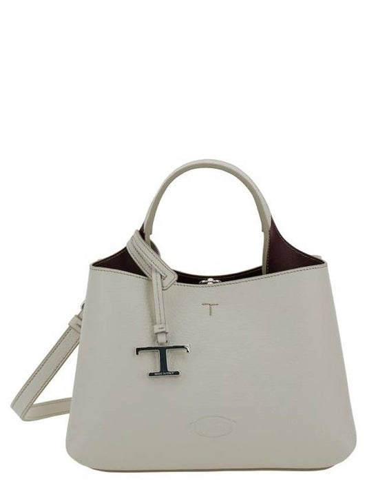 Logo Charm Leather Micro Tote Bag White - TOD'S - BALAAN 1