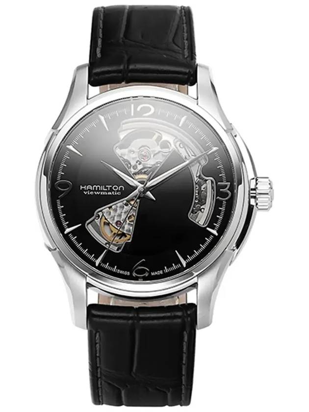 Jazzmaster Open Heart Leather Watch Black - HAMILTON - BALAAN 5