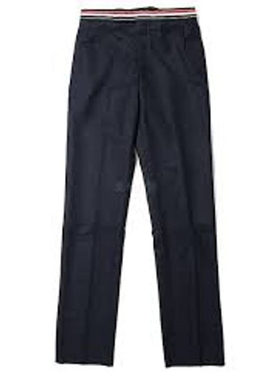 Low Rise Backstrap Super 120 Twill Straight Pants Navy - THOM BROWNE - BALAAN 2