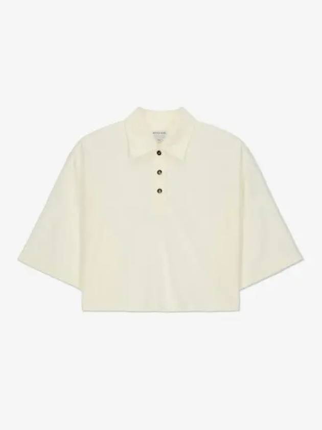 Cropped Short Sleeve Polo Shirt Off White - BOTTEGA VENETA - BALAAN 2