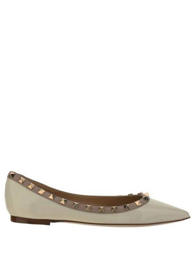 Patent Leather Rockstud Ballerina White - VALENTINO - BALAAN 5