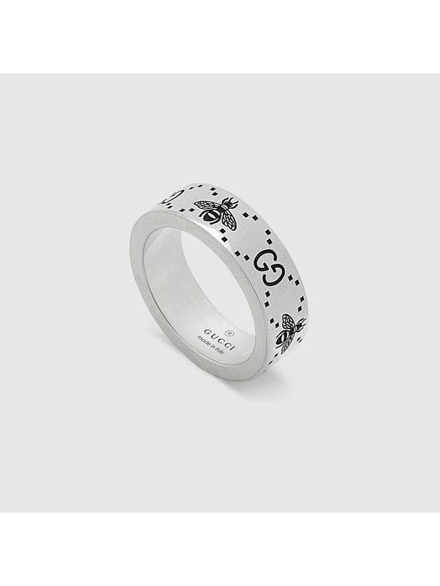 GG Logo Bee Engraving Wide Ring Silver - GUCCI - BALAAN 3