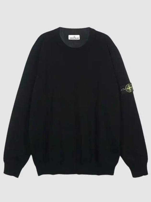 5100053 Soft Organic Cotton Small Roll Details Crewneck Sweatshirt Black - STONE ISLAND - BALAAN 2