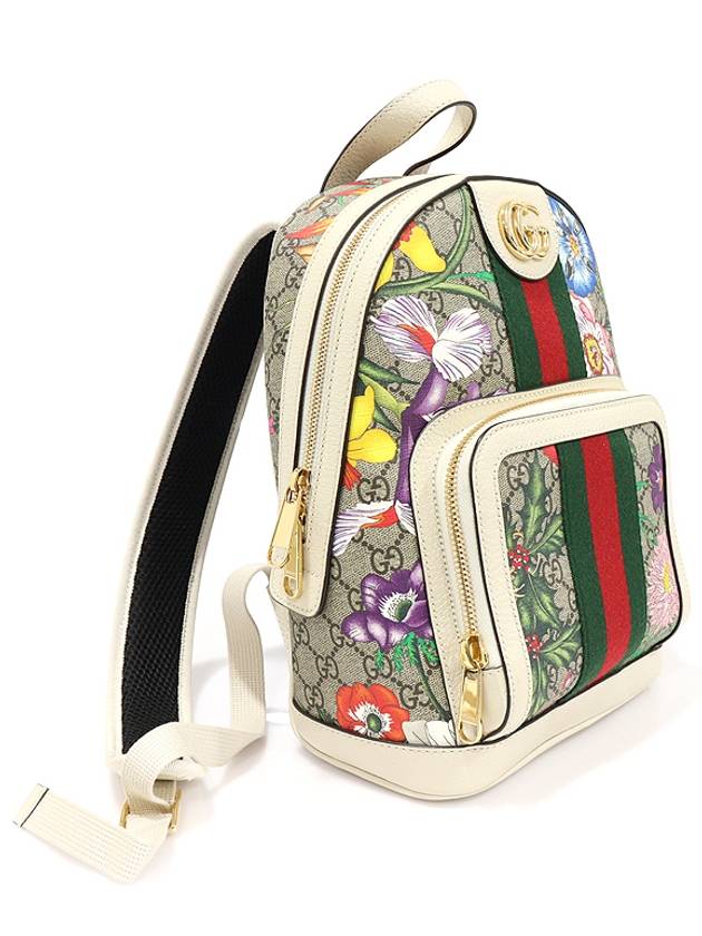 547965 GG Supreme Flora Canvas WEB Gold Ophidia Small Backpack - GUCCI - BALAAN 3