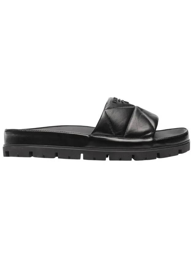 Quilted Nappa Leather Slide Slippers Black - PRADA - BALAAN 3