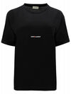 Rive Gauche Short Sleeve T-Shirt Black - SAINT LAURENT - BALAAN.