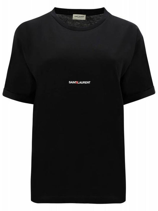 Rive Gauche Short Sleeve T-Shirt Black - SAINT LAURENT - BALAAN 1