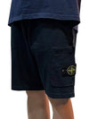 Men's OLD Treatment Logo Patch Cargo Bermuda Shorts Navy - STONE ISLAND - BALAAN 2