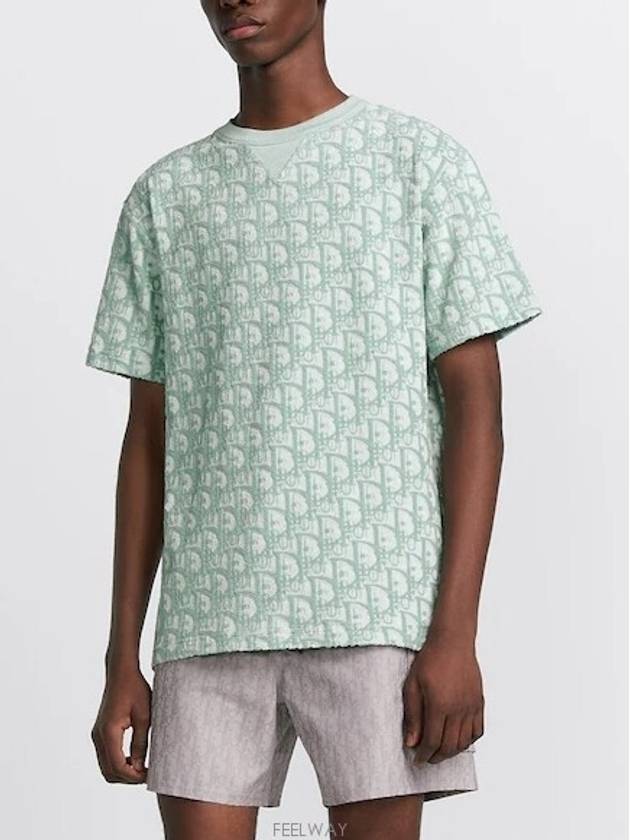 Dior Oblique Casual Fit T Shirt Green White Terry - DIOR - BALAAN 4