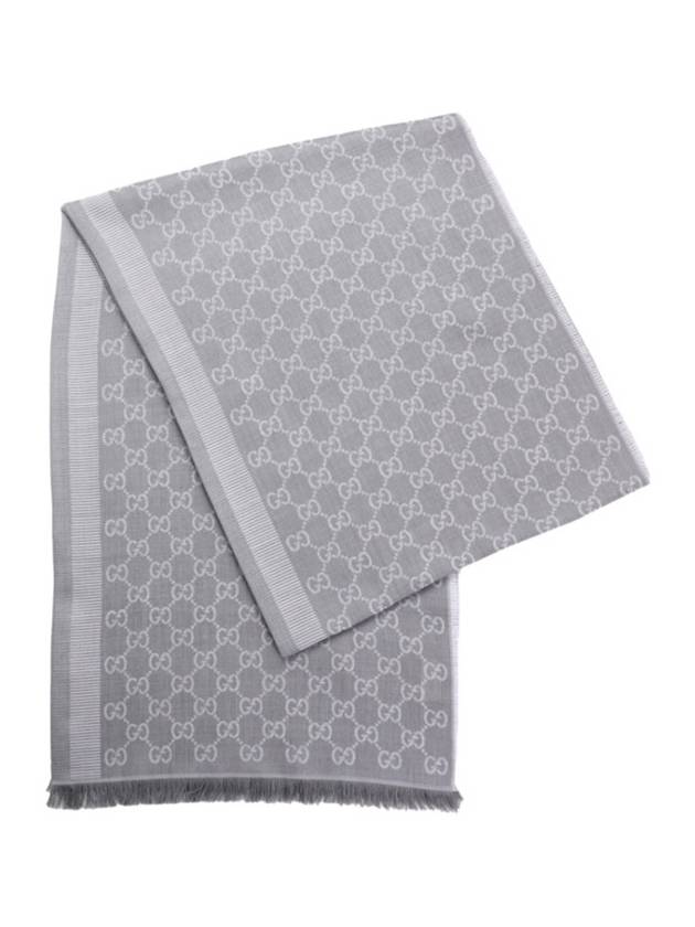 GG Jacquard Wool Silk Two-Tone Muffler Grey - GUCCI - BALAAN 2