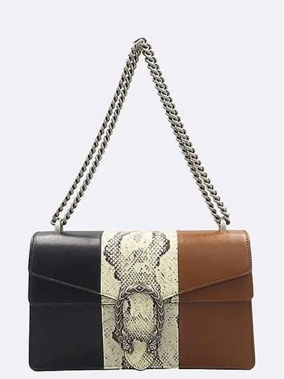 400249 GG Dionysus black brown python silver chain shoulder bag - GUCCI - BALAAN 2