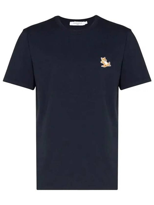 Chillax Fox Patch Classic Short Sleeve T-Shirt Navy - MAISON KITSUNE - BALAAN 2