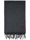 Small Heart Logo Classic Wool Scarf Dark Grey - AMI - BALAAN 2