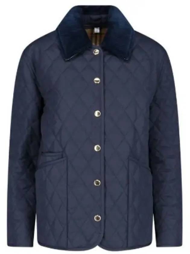 Corduroy Collar Quilted Jacket Navy - BURBERRY - BALAAN 2