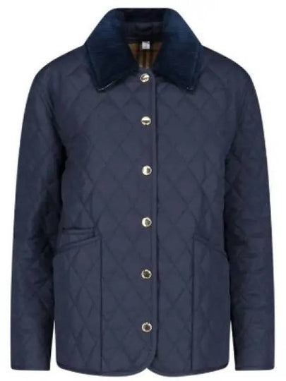 Corduroy Collar Quilted Jacket Navy - BURBERRY - BALAAN 2