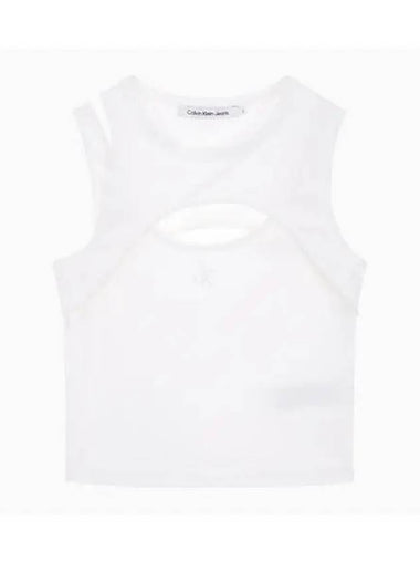 JEANS Women s White Layered Cut Out Tank Top J223349 YAF - CALVIN KLEIN - BALAAN 1