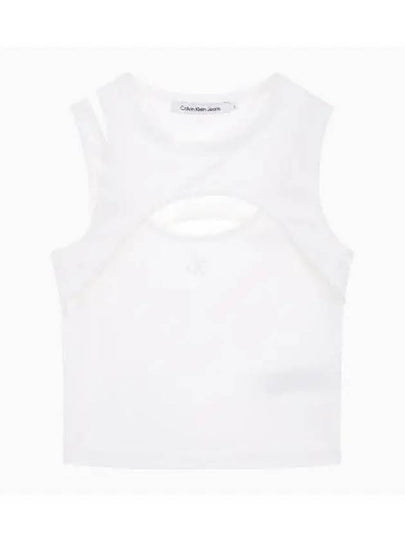 Jeans Layered Cut Out Sleeveless White - CALVIN KLEIN - BALAAN 2