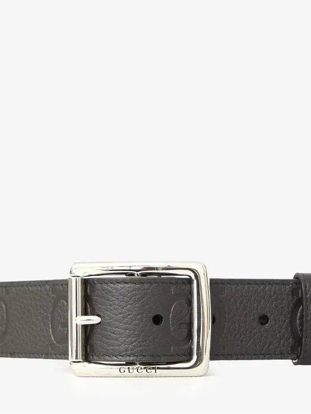 GG Rubber Effect Leather Belt Black - GUCCI - BALAAN 4