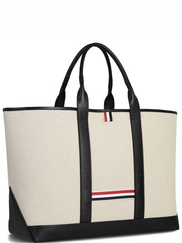 RWB Striped Medium Tote Bag Natural - THOM BROWNE - BALAAN 3