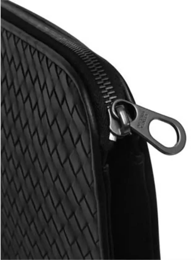 Intrecciato Weaving Zipper Medium Clutch Bag Black - BOTTEGA VENETA - BALAAN 4