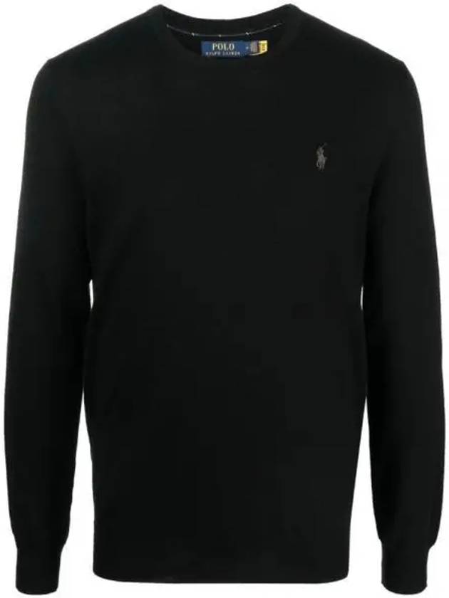 Logo Crew Neck Wool Knit Top Black - POLO RALPH LAUREN - BALAAN 2