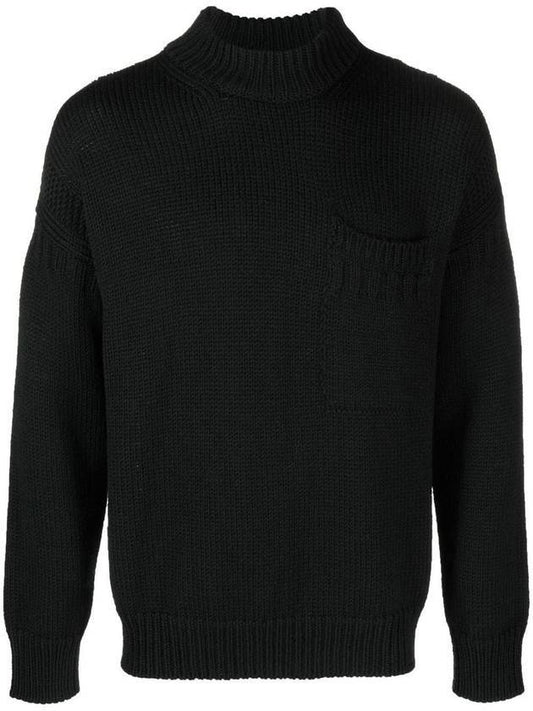 Men's Mock Neck Wool Knit Top Black - TEN C - BALAAN 1