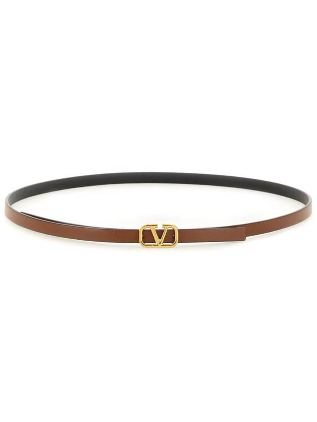 V Logo Signature Reversible Leather Belt Brown - VALENTINO - BALAAN 2