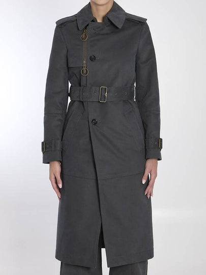 Long Cotton Nylon Trench Coat Cinder - BURBERRY - BALAAN 2