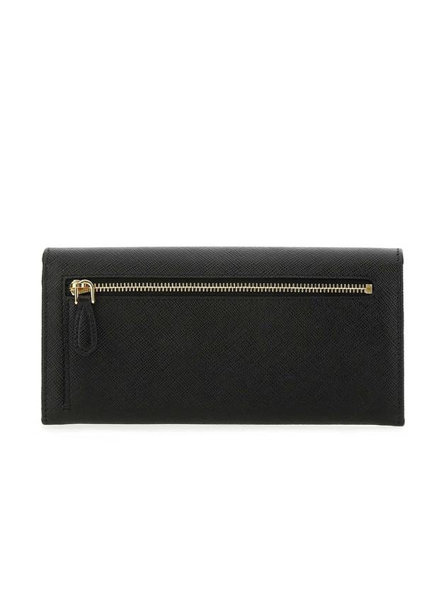 Metal Logo Saffiano Long Wallet Black - PRADA - BALAAN 3