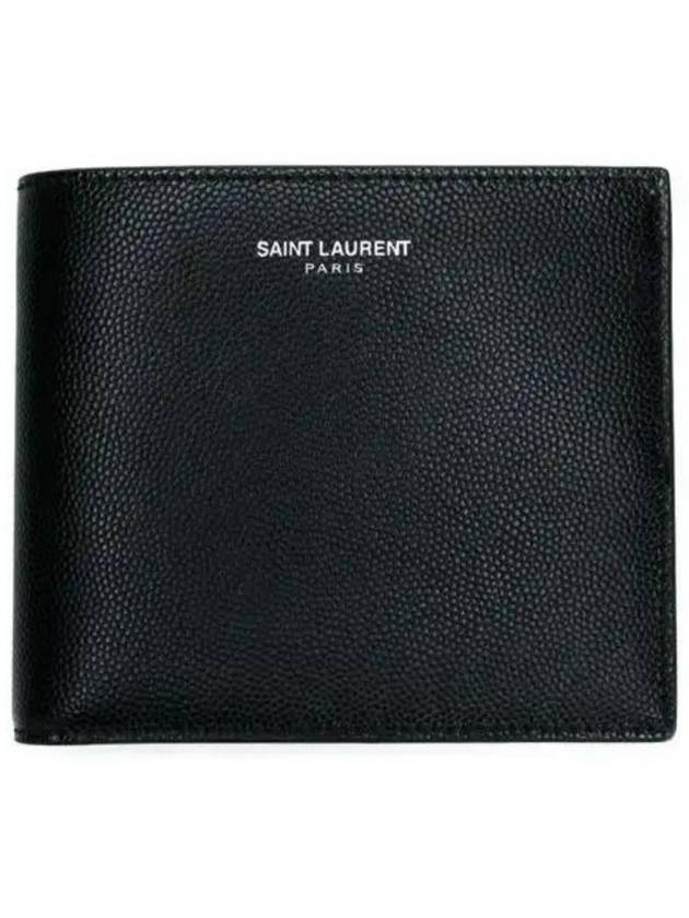 Logo East West Half Wallet Black - SAINT LAURENT - BALAAN 3