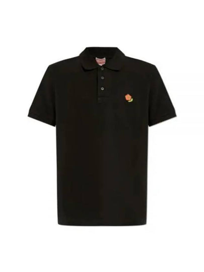 Embroidery Pop Slim Polo Shirt Black - KENZO - BALAAN 2