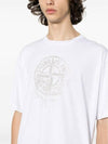 Men's Logo Print Crew Neck Short Sleeve T-Shirt White - STONE ISLAND - BALAAN 3