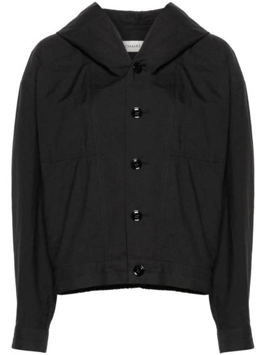 Cotton Crinkled Finish Jacket Black - LEMAIRE - BALAAN 1