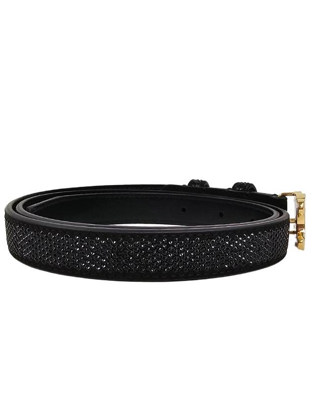 Triomphe Strass Small Suede Calfskin Belt Black - CELINE - BALAAN 3